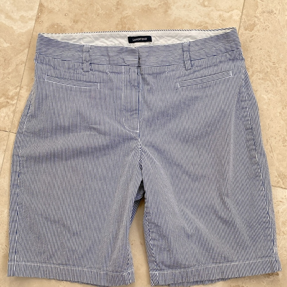 Lands’ End Seersucker Bermuda Shorts